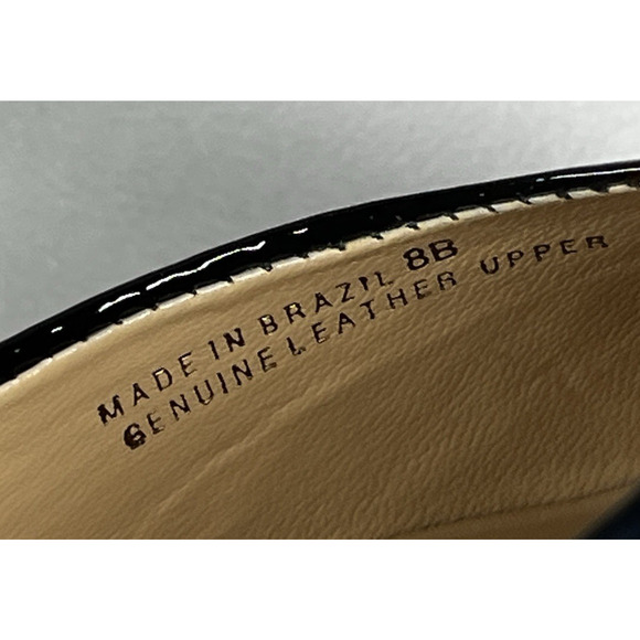 Talbots Patent Leather D'Orsay Flats Womens 8 Black Pointed Toe Shoes Slip On - Picture 8 of 8